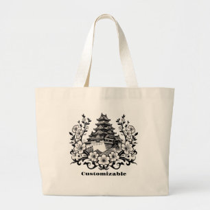 Antique Style Japanese Castle Sakura Personalized ラージトートバッグ