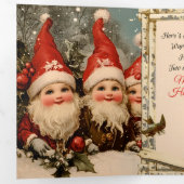 Antique-Style Merry Christmas Gnomes 三つ折りクリスマスカード (内部最初)