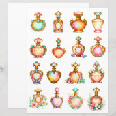 Antique Style Perfume Bottles Scrapbook Paper (正面/裏面)