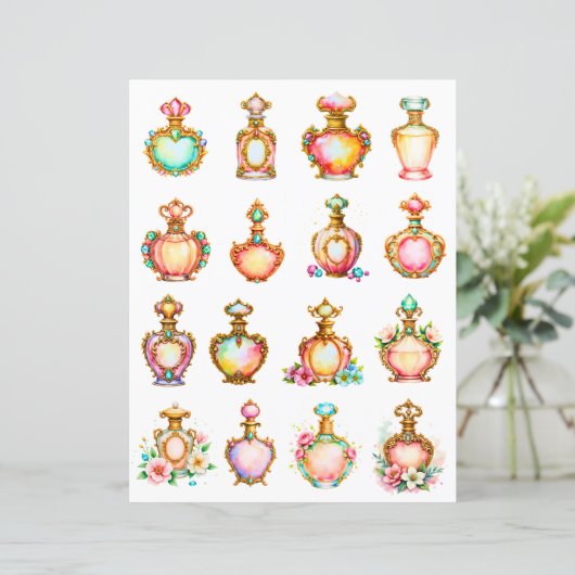 Antique Style Perfume Bottles Scrapbook Paper (スタンド正面)
