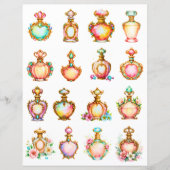 Antique Style Perfume Bottles Scrapbook Paper (正面)