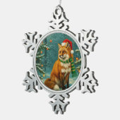 Antique Style Woodland Fox Christmas Ornament スノーフレークピューターオーナメント (右)