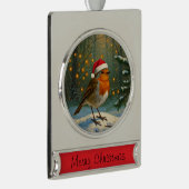 Antique Style Woodland Robin Christmas Ornament シルバープレートバナーオーナメント (右)