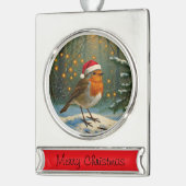 Antique Style Woodland Robin Christmas Ornament シルバープレートバナーオーナメント (左)