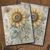 Antique Sunflower Botanical Ephemera Decoupage 薄葉紙