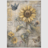 Antique Sunflower Postcard Ephemera Decoupage 薄葉紙 (正面)