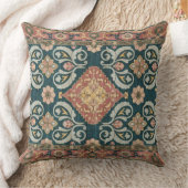 Antique Teal and Maroon Persian Medallion クッション (ブランケット)