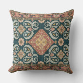 Antique Teal and Maroon Persian Medallion クッション (正面)