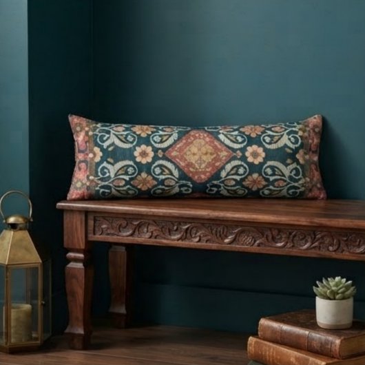 Antique Teal and Maroon Persian Medallion ボディピロー