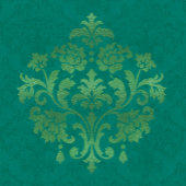 Antique Teal Green Gold Damask  ミディアムペーパーバッグ