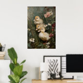 Antique Three Ducklings Printable Art, Duck ポスター (ホームオフィス)