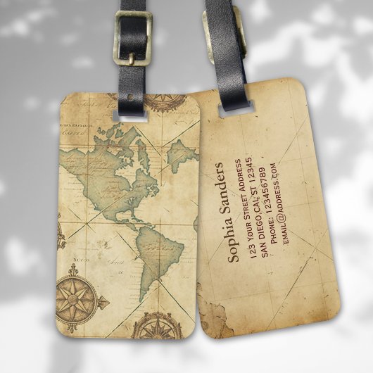 Antique Traveler Map ラゲッジタグ