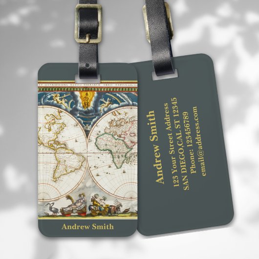 Antique Traveler Map Funny Travel ラゲッジタグ