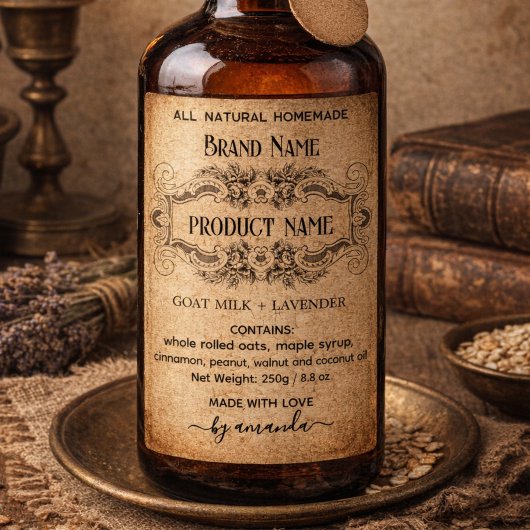 Antique Vertical Apothecary Style Labels ワインラベル