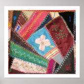 Antique Victorian Era Crazy Quilt Square ポスター (正面)