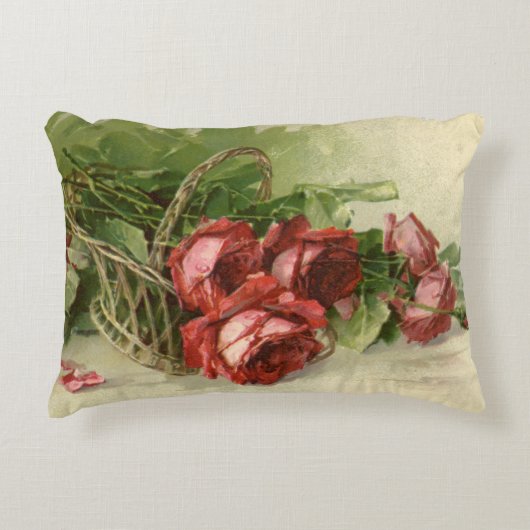Antique Victorian Flowers, Red Roses アクセントクッション (正面)