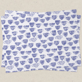 Antique Vintage Blue Teacup Watercolor 薄葉紙