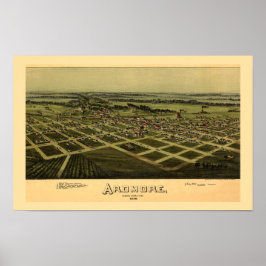 Antique Vintage Map Ardmore Oklahoma 1891  ポスター