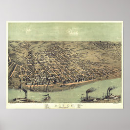 Antique Vintage Map Illinois USA 1867 ポスター