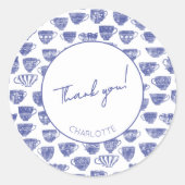 Antique Vintage Tea Party Thank You ラウンドシール (正面)