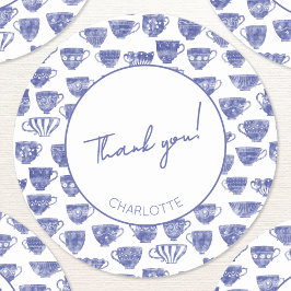 Antique Vintage Tea Party Thank You ラウンドシール