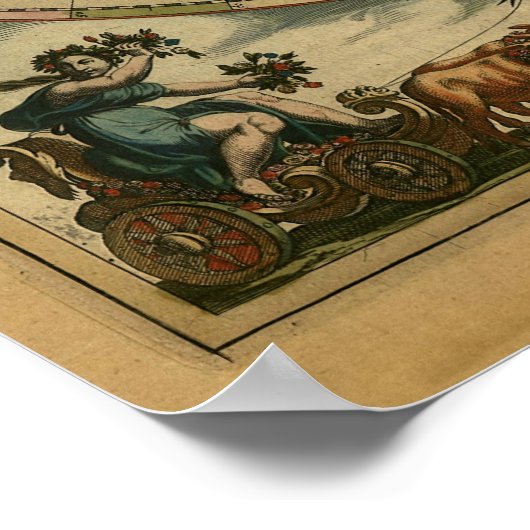 Antique World Map by Joan Blaeu, circa 1664 ポスター (角)