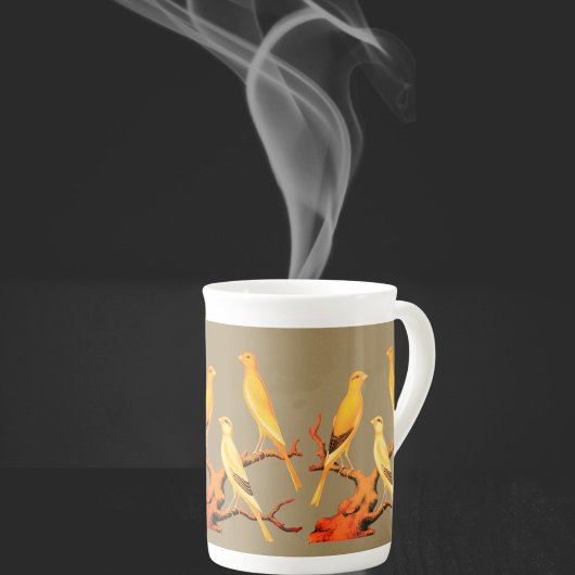 Antique Yorkshire  Canaries  -  ボーンチャイナマグカップ