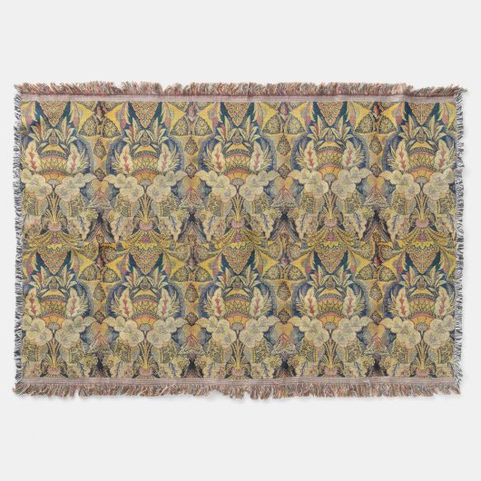 Antiqued青および金ゴールド スローブランケット (正面)