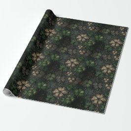 Antiqued Clover Damask Texture St. Patrick's Day ラッピングペーパー