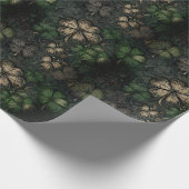 Antiqued Clover Damask Texture St. Patrick's Day ラッピングペーパー (角)
