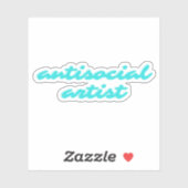 Antisocial Artist | Aqua Blue Funny Cursive シール (シート)