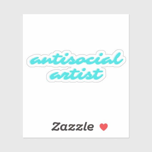 Antisocial Artist | Aqua Blue Funny Cursive シール (シート)