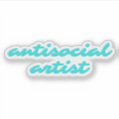 Antisocial Artist | Aqua Blue Funny Cursive シール (正面)