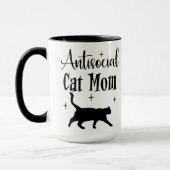 Antisocial Cat Mom Black Cat Stars Funny Sarcastic マグカップ (左)