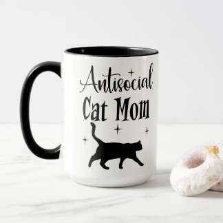 Antisocial Cat Mom Black Cat Stars Funny Sarcastic マグカップ
