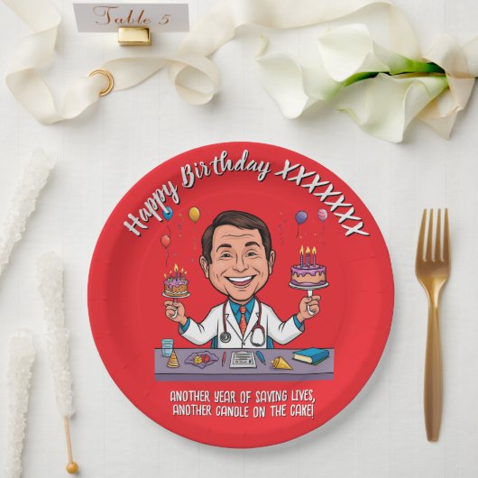 ANTISTRESS DOCTORS BIRTHDAY PARTY WHITE ペーパープレート (ウェディング)