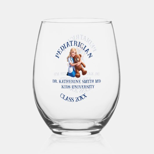 antistress pediatrician teddy bear kids university ステムなしワイングラス (正面)