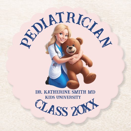 antistress pediatrician teddy bear kids university ペーパーコースター (正面)