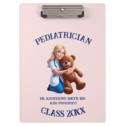 antistress pediatrician teddy bear pink university クリップボード (正面)