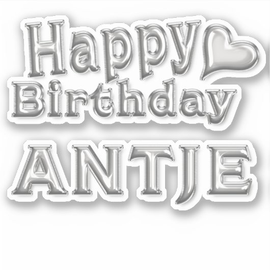 Antje Happy Birthday silver Aufkleber Sticker シール (正面)