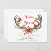 Antlerトナカイ(鳥)ショウジョウコウカンチョウ、新しいアドレス 案内ポストカード (正面/裏面)