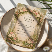Antler Botanical Rustic Wedding 出欠カード