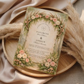 Antler Botanical Rustic Wedding 招待状