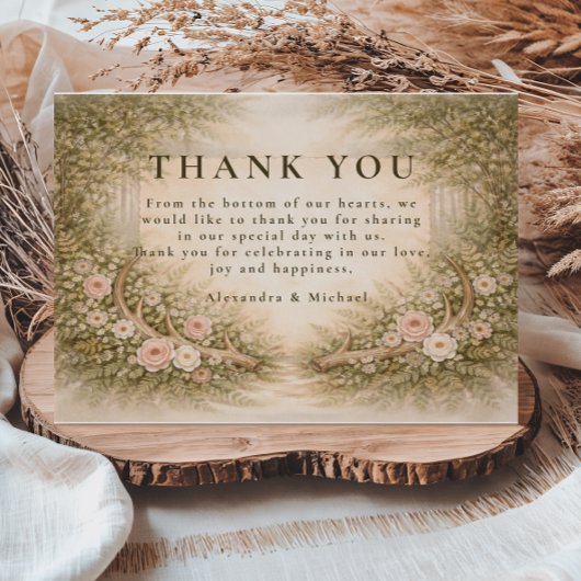 Antler Forest Romance Wedding サンキューカード