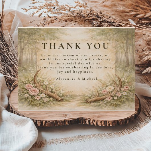 Antler Woodland Wedding サンキューカード