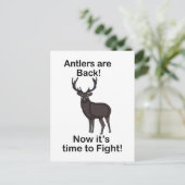 Antlers Are Back It's Time To Fight Deer Quote ポストカード (スタンド正面)