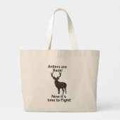Antlers Are Back It's Time To Fight Deer Quote ラージトートバッグ (裏面)