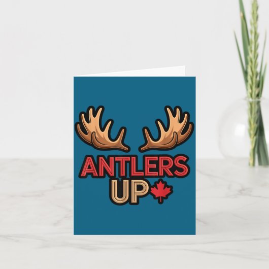 Antlers Up Canadian Pride Funny Canada Flag Moose  カード (正面)