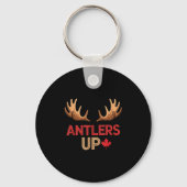 Antlers Up Canadian Pride Funny Canada Flag Moose キーホルダー (正面)