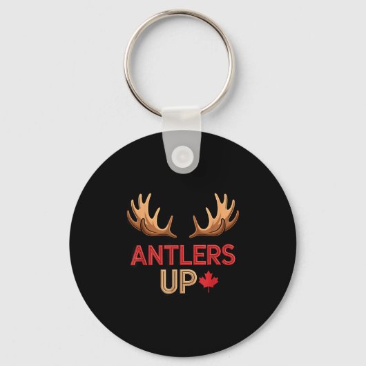 Antlers Up Canadian Pride Funny Canada Flag Moose  キーホルダー (正面)